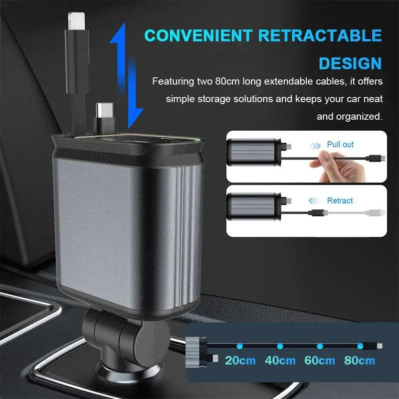 Retractable Fast Car Charger + Starlight Projector