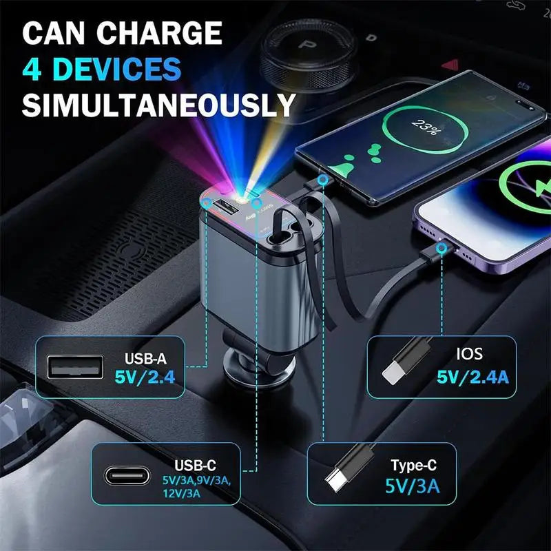 Retractable Fast Car Charger + Starlight Projector