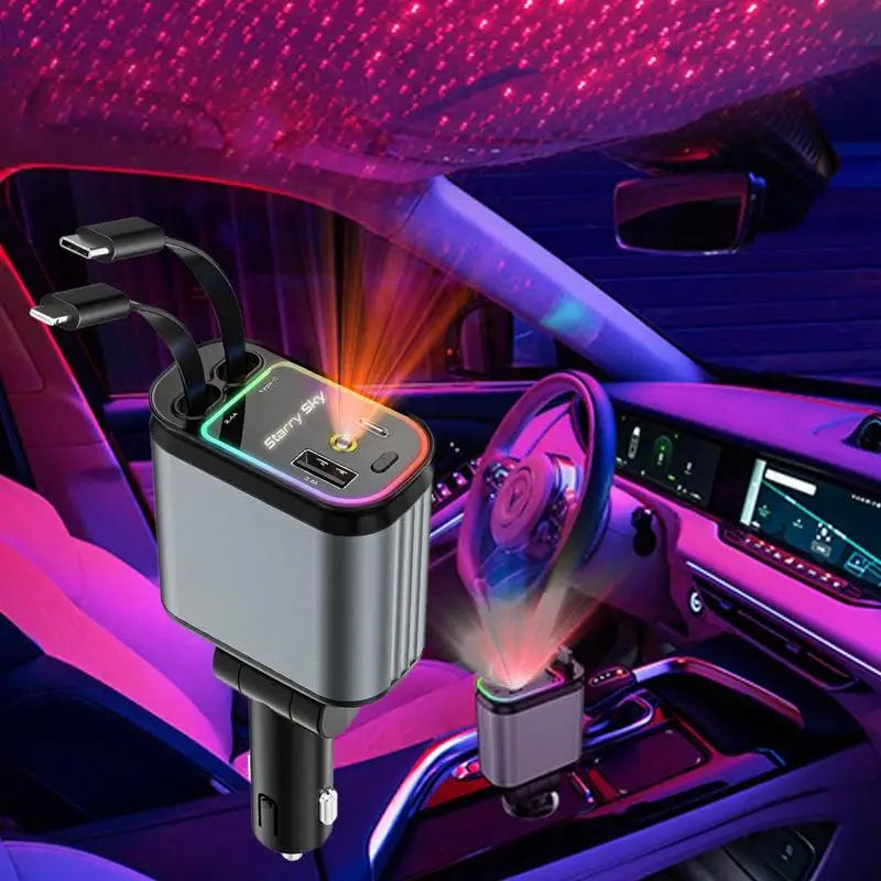 Retractable Fast Car Charger + Starlight Projector