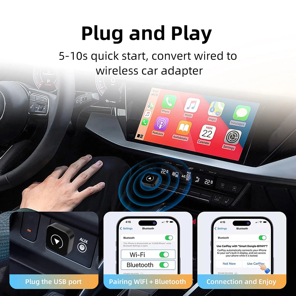 Wireless CarPlay + Android Auto Adapter